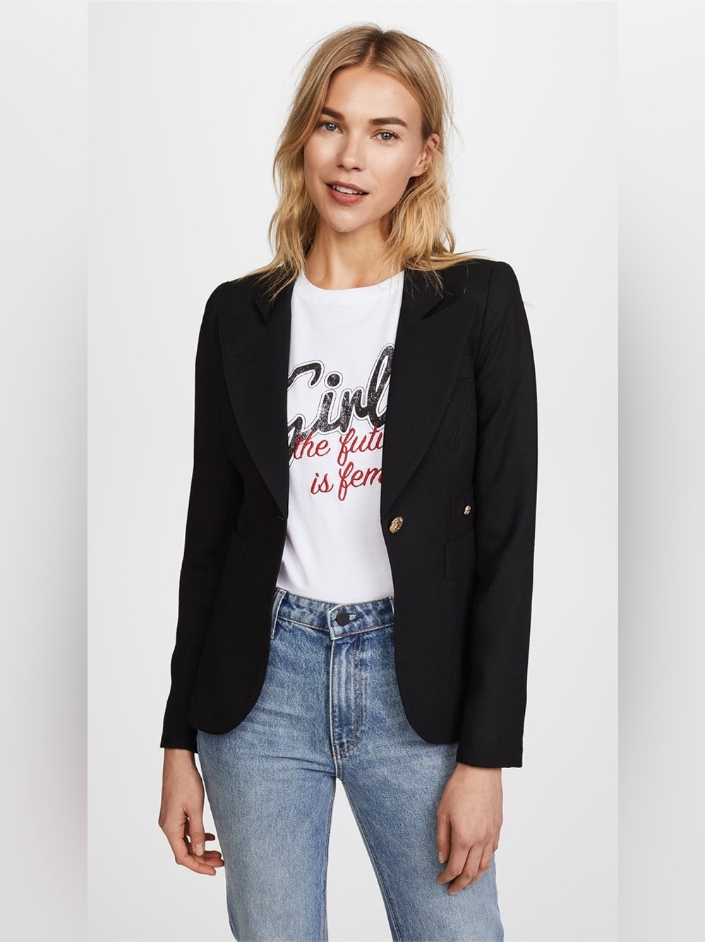 Smythe Black Women's Double-Breasted Blazer